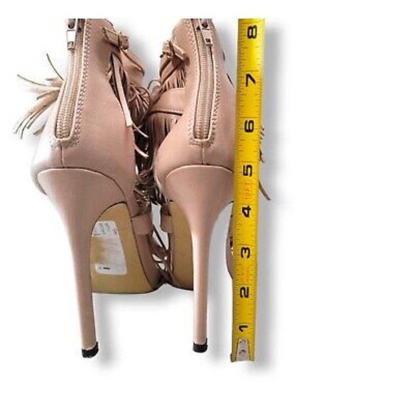 Liliana CG69 Women's Leatherette Open Toe Fringe Zip Stiletto Heel Sandal Size 8 - Picture 5 of 5